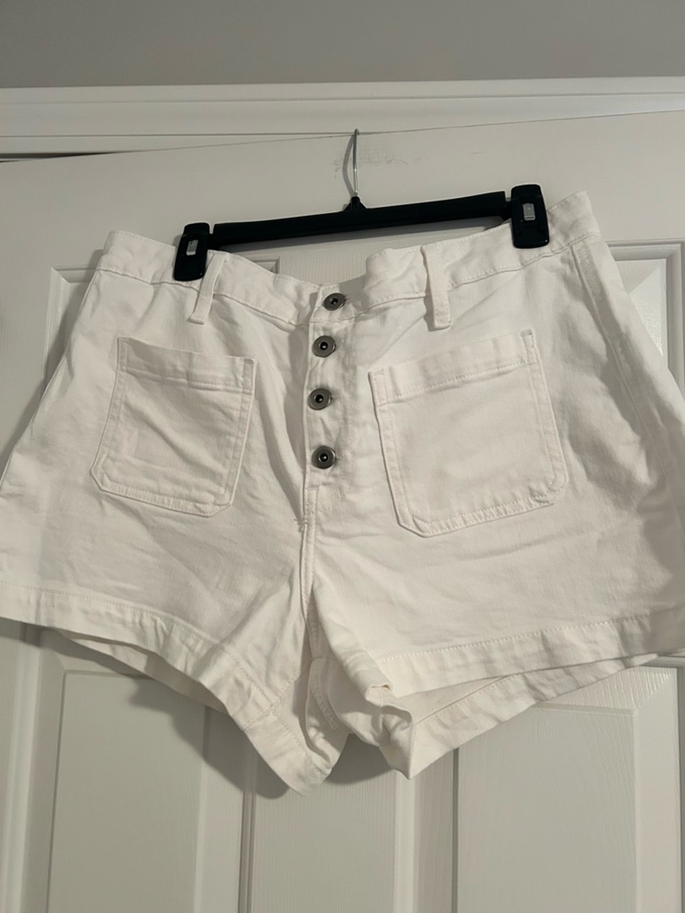 Old Navy White Button-Front High Rise Jean Shorts